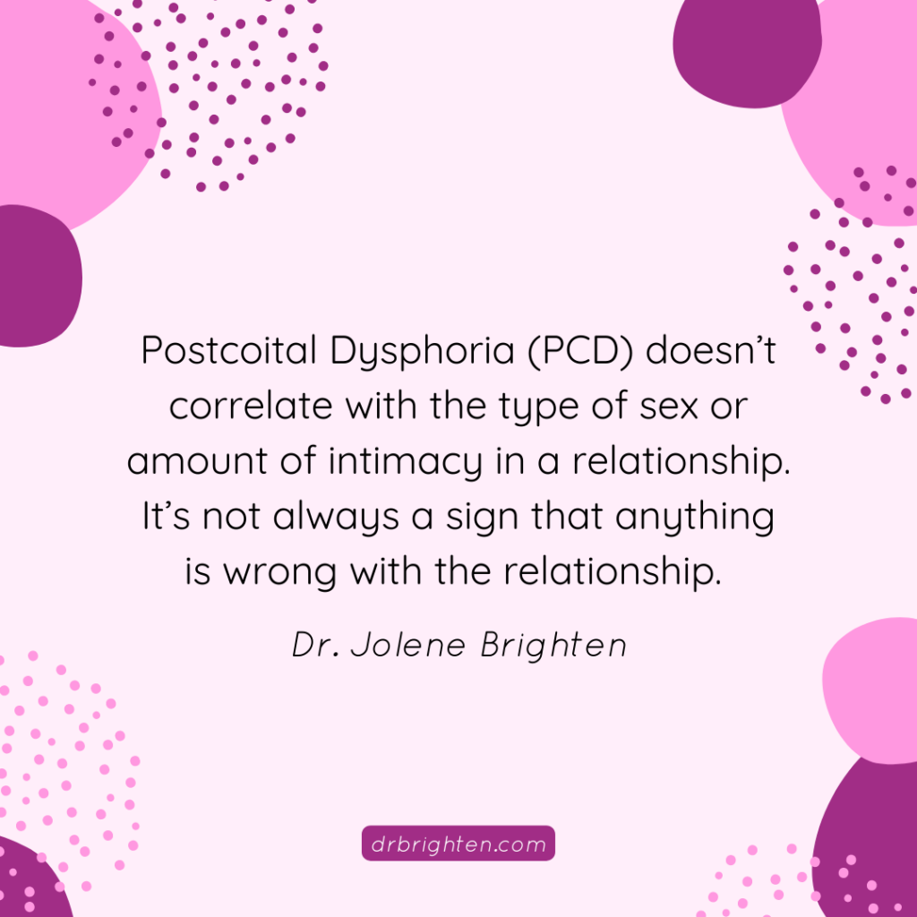 postcoital dysphoria causes