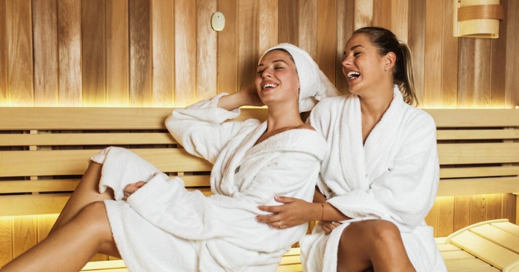 young ladies in infrared sauna