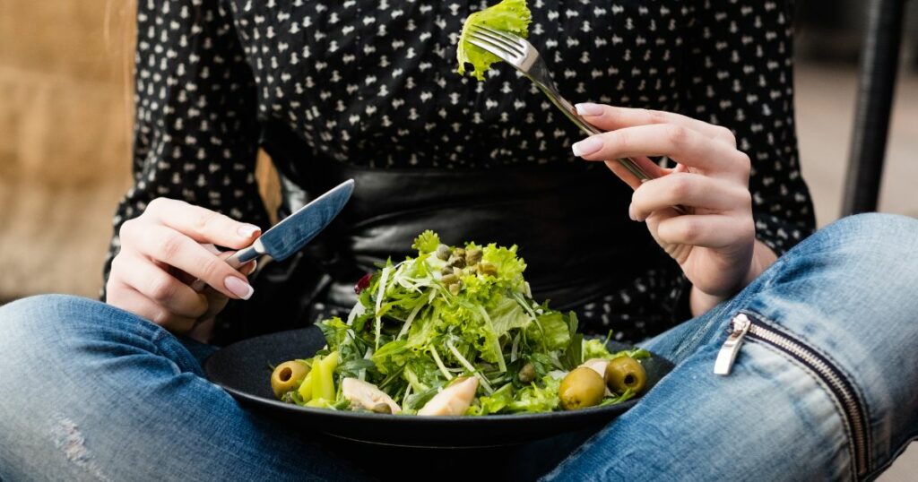 female eating food full of fiber